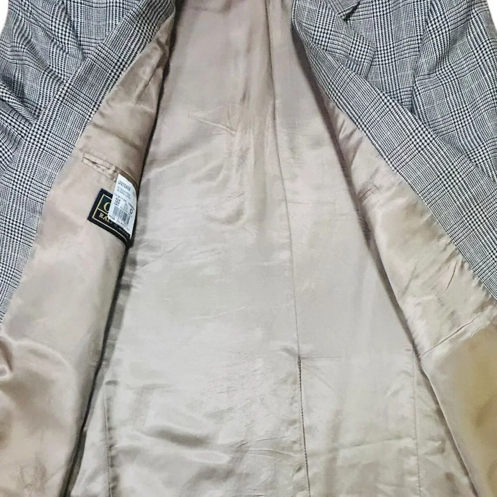 Vintage Chaps Ralph Lauren Sport Coat Men’s 42 T Wool Silk Glen Plaid Check